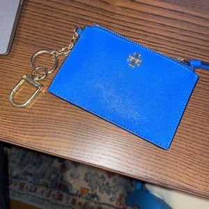 Tory Burch Blue Leather Keychain Wallet